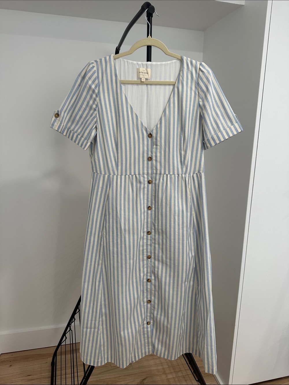 Sézane Marianne dress in blue/cream stripe EU size 40